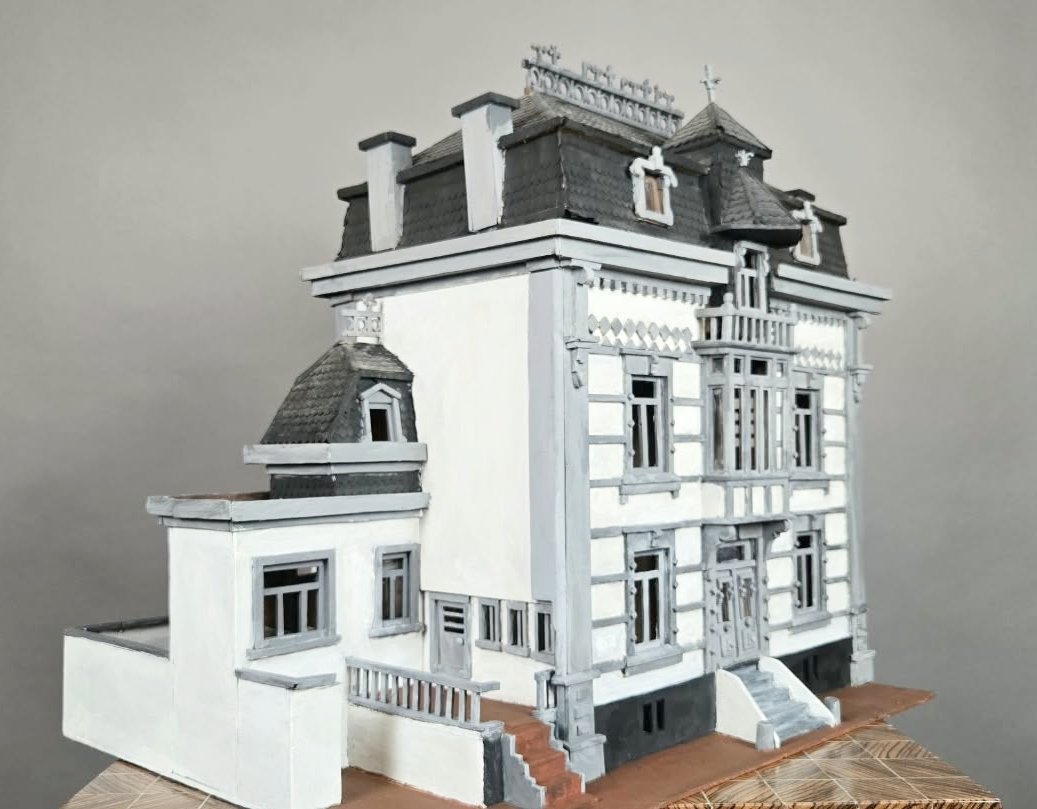 Maquette de maison en bois peint, début 20th-photo-3