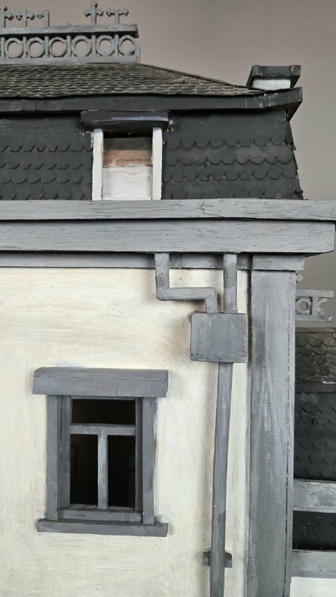 Maquette de maison en bois peint, début 20th-photo-4