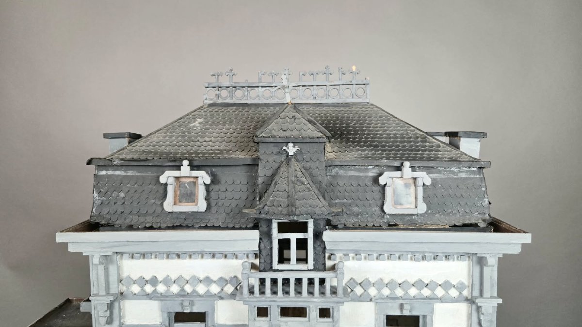 Maquette de maison en bois peint, début 20th-photo-4