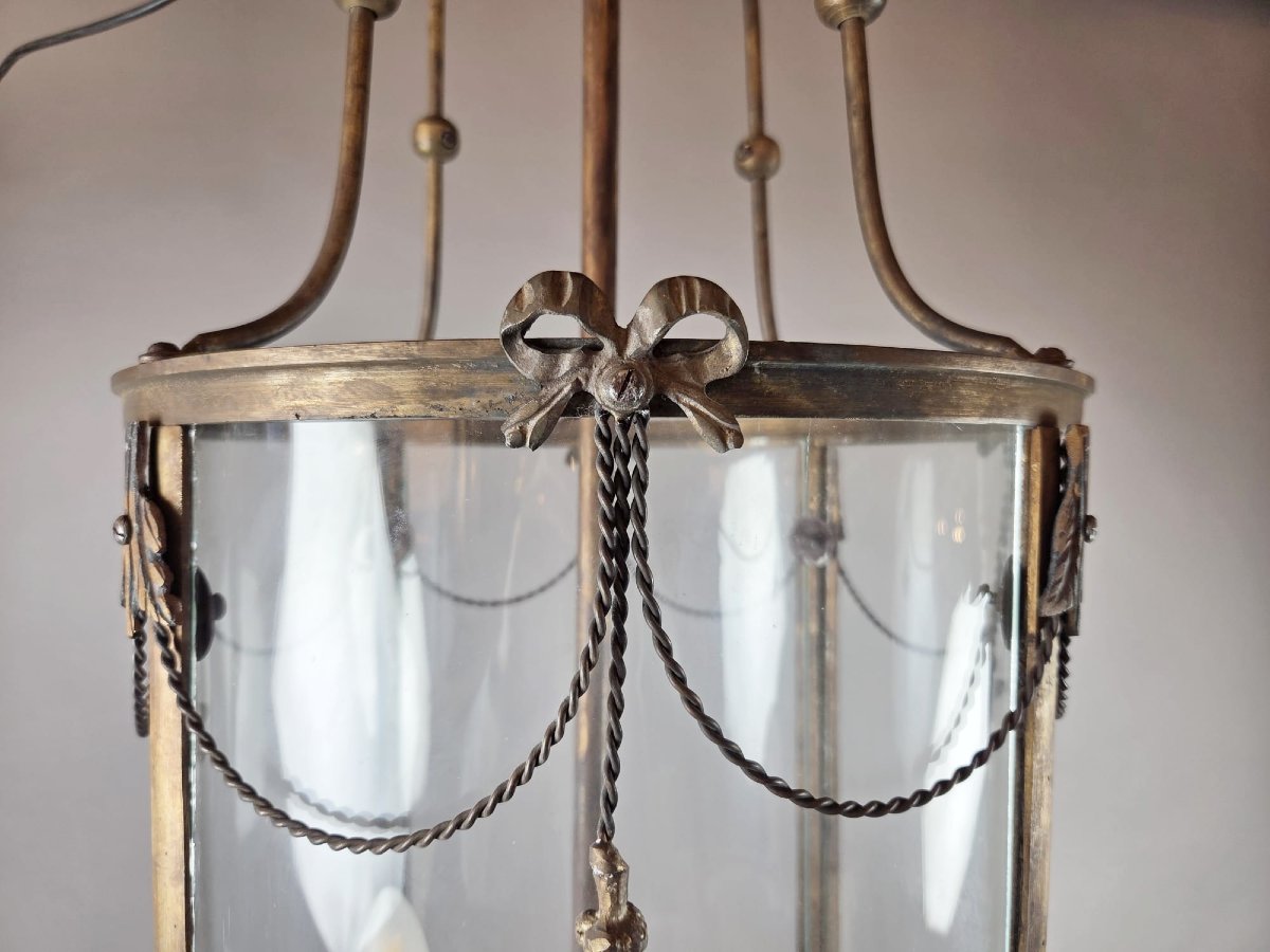 Lanterne de style Louis XVI en bronze et laiton, début 20th-photo-3