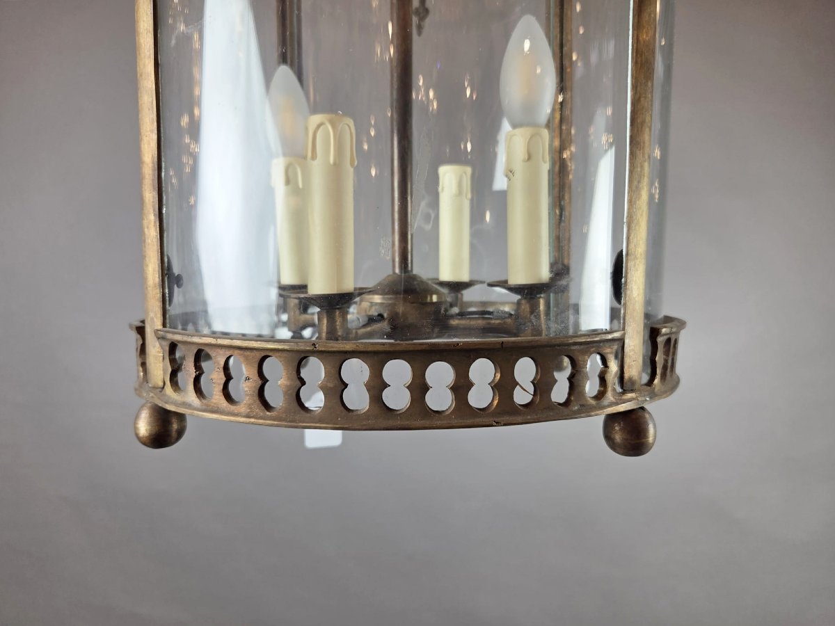 Lanterne de style Louis XVI en bronze et laiton, début 20th-photo-1