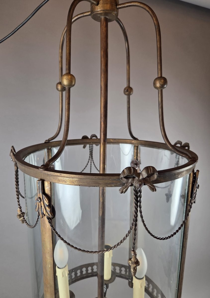 Lanterne de style Louis XVI en bronze et laiton, début 20th-photo-3