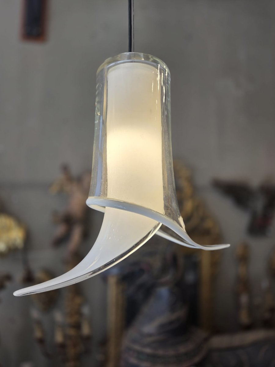 Renato Toso, paire de suspensions "Fiore" en verre de Murano, éditeur Leucos, vers 1970-photo-2