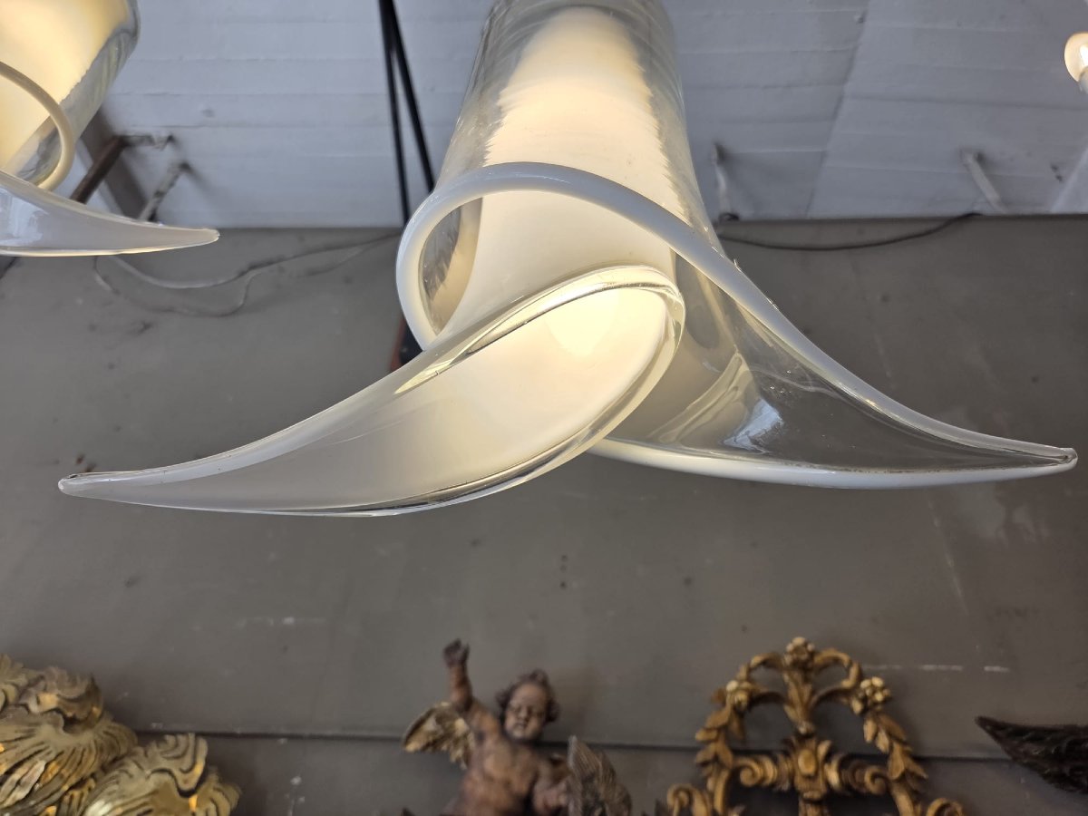 Renato Toso, paire de suspensions "Fiore" en verre de Murano, éditeur Leucos, vers 1970-photo-4