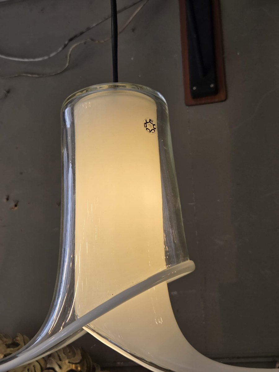 Renato Toso, paire de suspensions "Fiore" en verre de Murano, éditeur Leucos, vers 1970-photo-1