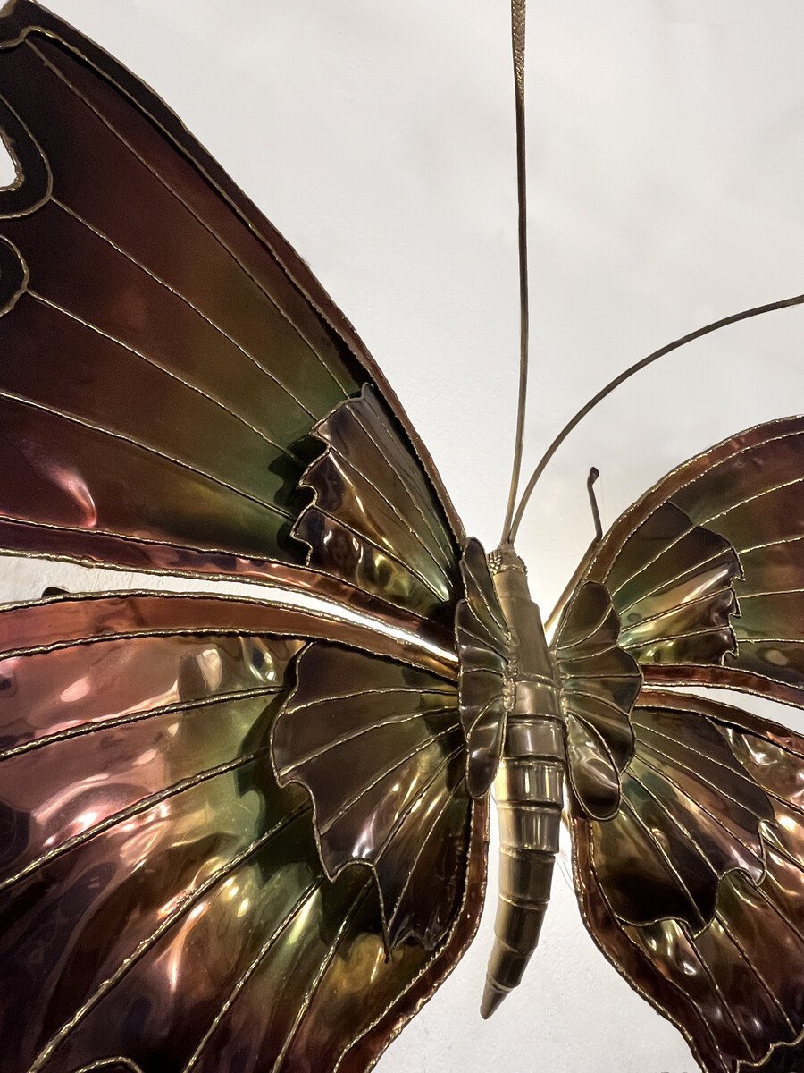 Applique murale « Papillon », en laiton et bronze, attribuée à Henri Fernandez, vers 1970-photo-2