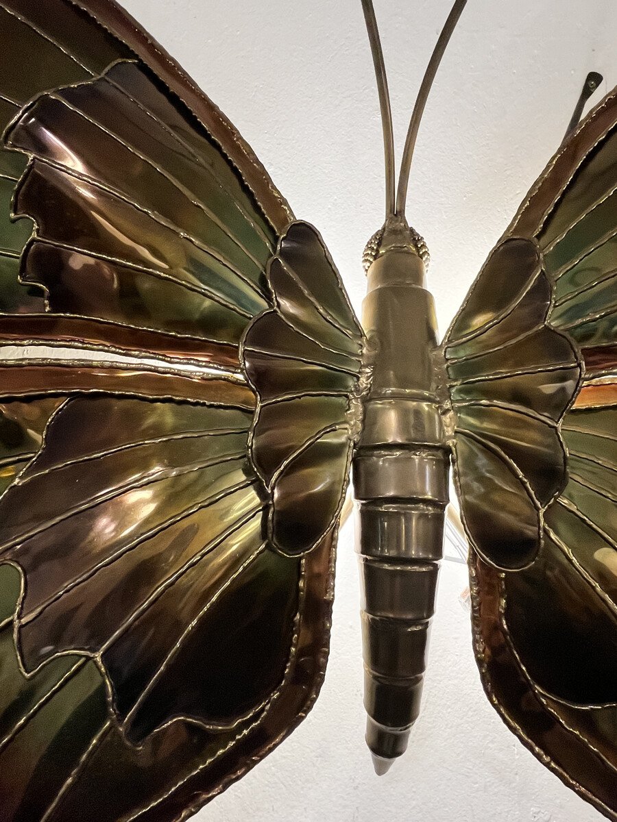 Applique murale « Papillon », en laiton et bronze, attribuée à Henri Fernandez, vers 1970-photo-1