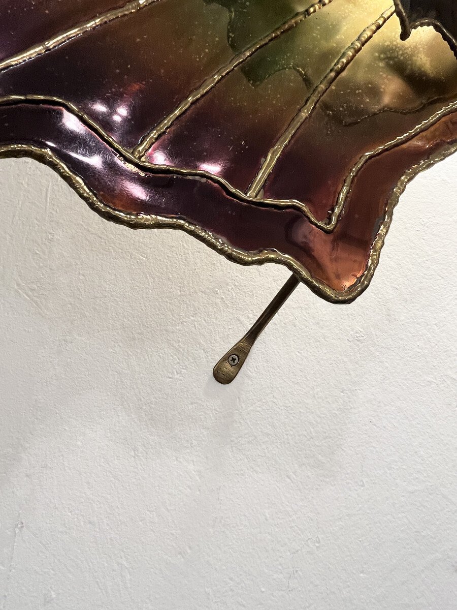 Applique murale « Papillon », en laiton et bronze, attribuée à Henri Fernandez, vers 1970-photo-3