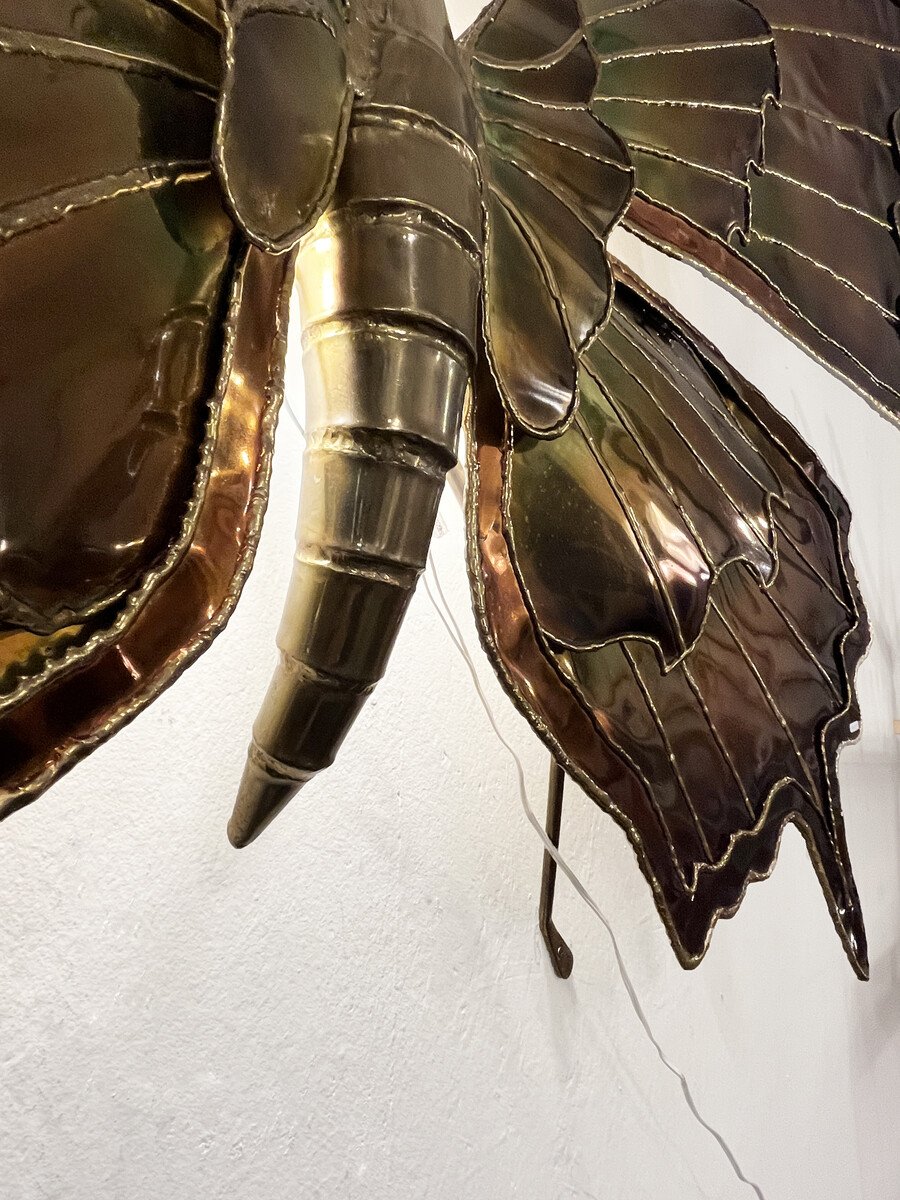Applique murale « Papillon », en laiton et bronze, attribuée à Henri Fernandez, vers 1970-photo-4