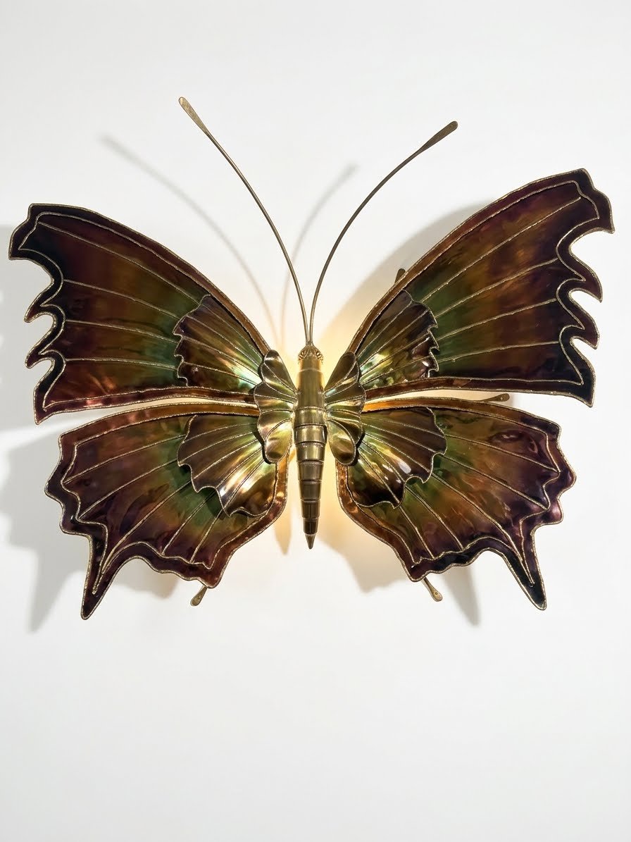 Applique murale « Papillon », en laiton et bronze, attribuée à Henri Fernandez, vers 1970