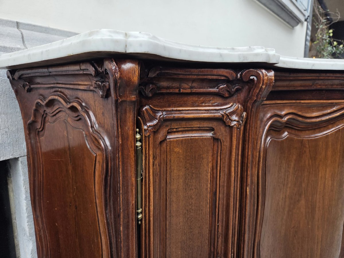 Dressoir de style Louis XV en chêne et tablette de marbre-photo-1