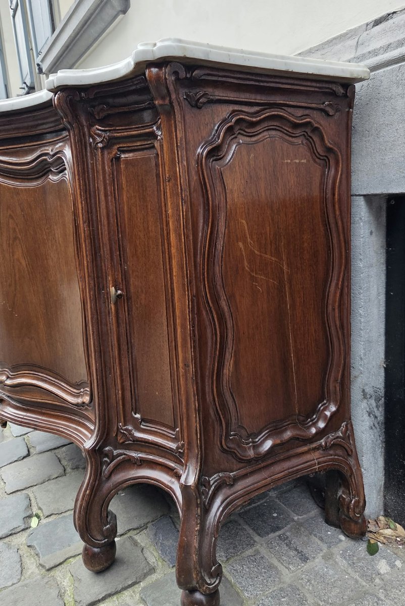 Dressoir de style Louis XV en chêne et tablette de marbre-photo-4