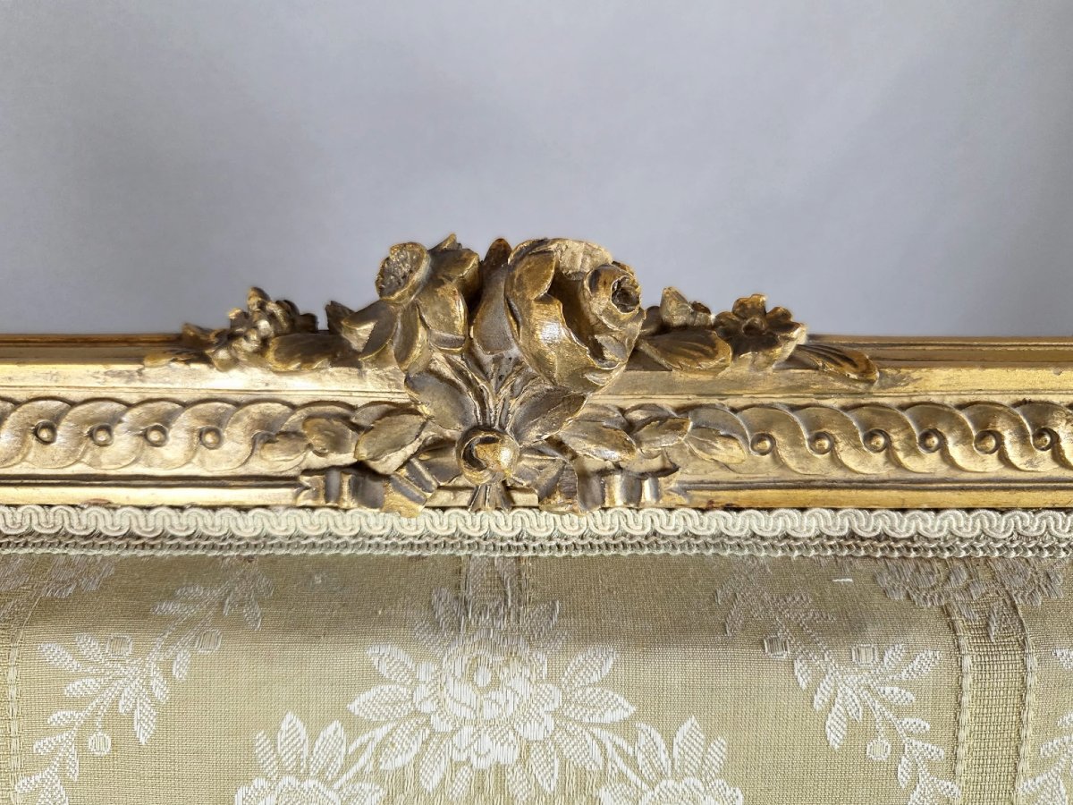 Pair Of Louis Vi-style Bergère Chairs In Finely Carved Gilded Wood, 19th Century-photo-4