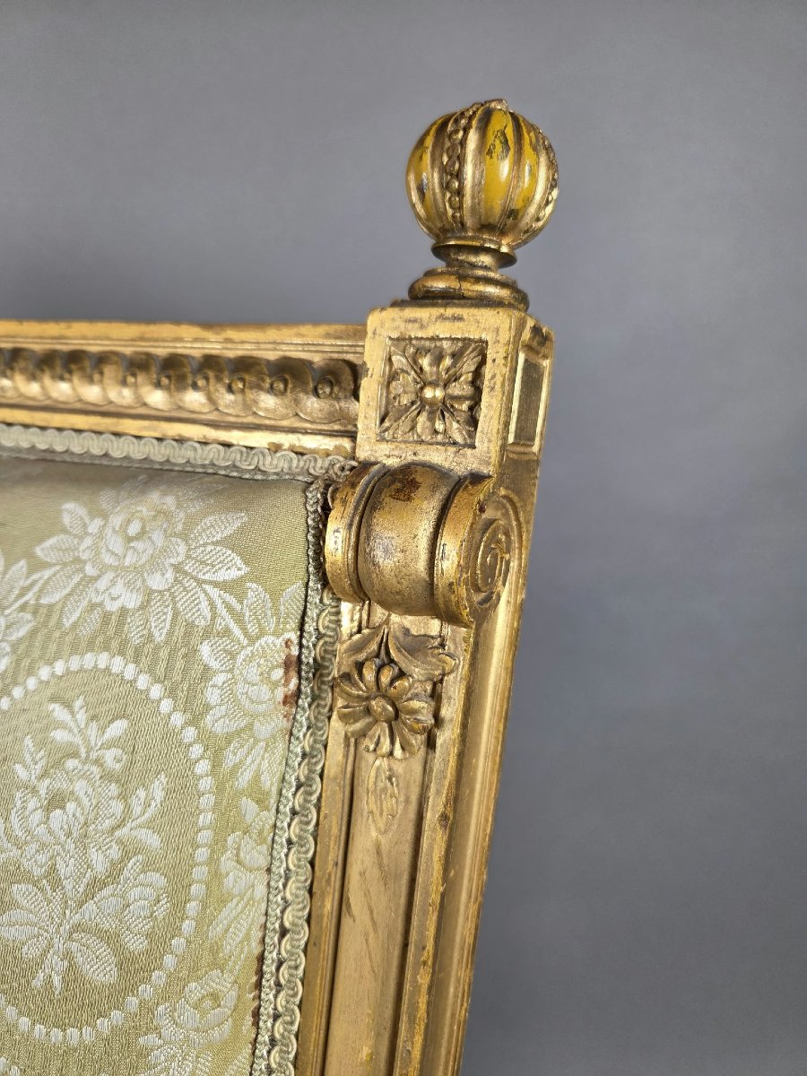 Pair Of Louis Vi-style Bergère Chairs In Finely Carved Gilded Wood, 19th Century-photo-5