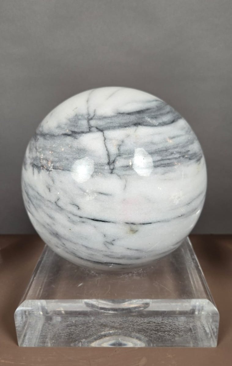 Decorative Marble Sphere Resting On Its Base.-photo-3