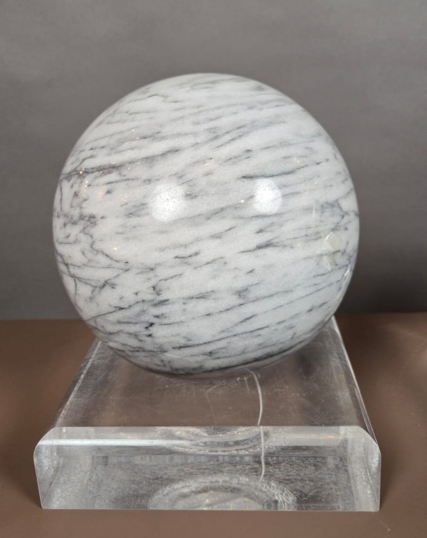 Decorative Marble Sphere Resting On Its Base.-photo-4