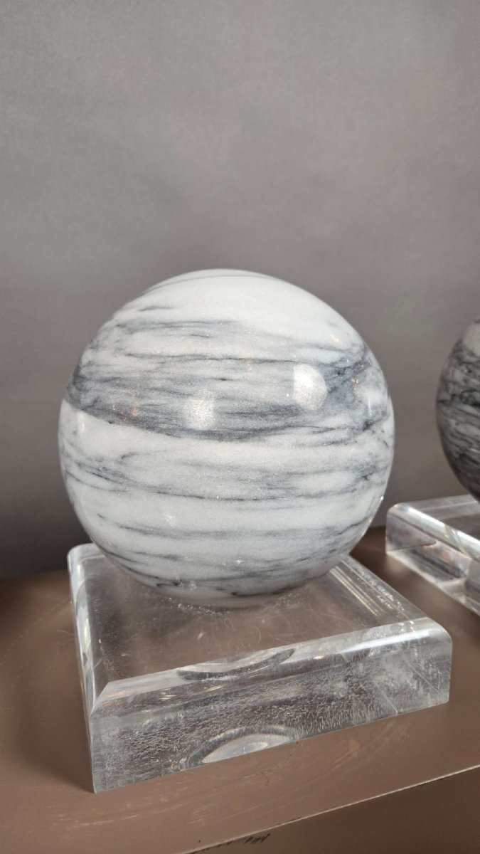 Decorative Marble Sphere Resting On Its Base.-photo-2