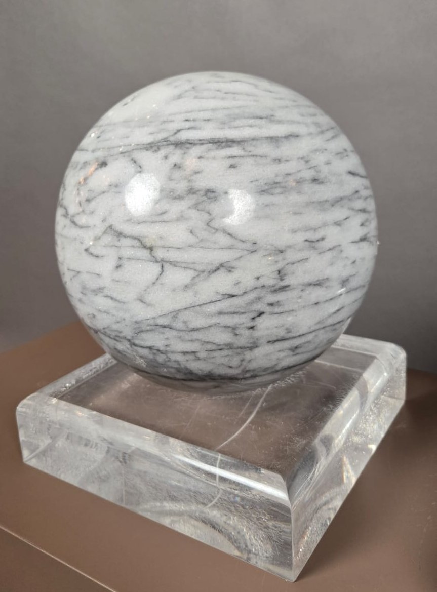 Decorative Marble Sphere Resting On Its Base.-photo-3