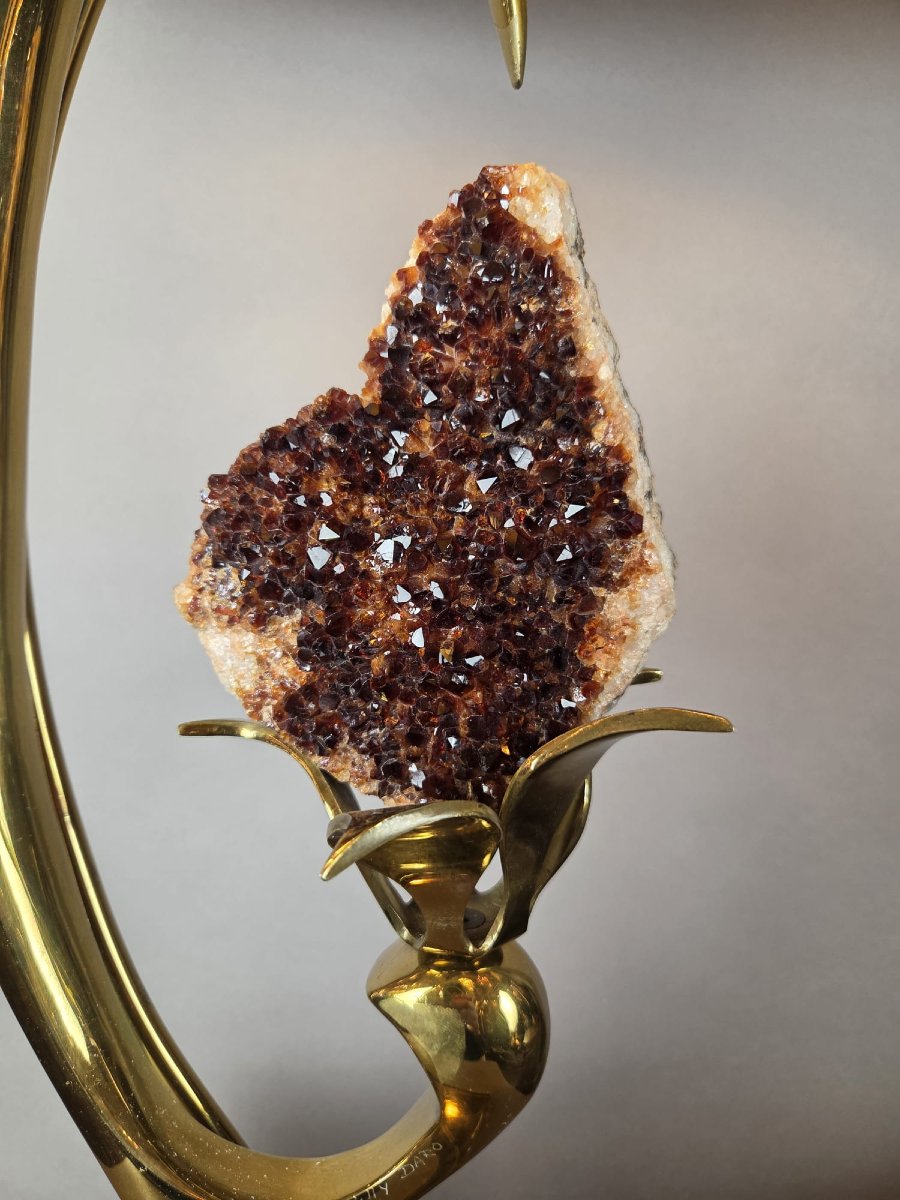 Willy Daro, paire de lampes en laiton et quartz, signé , vers 1970-photo-4