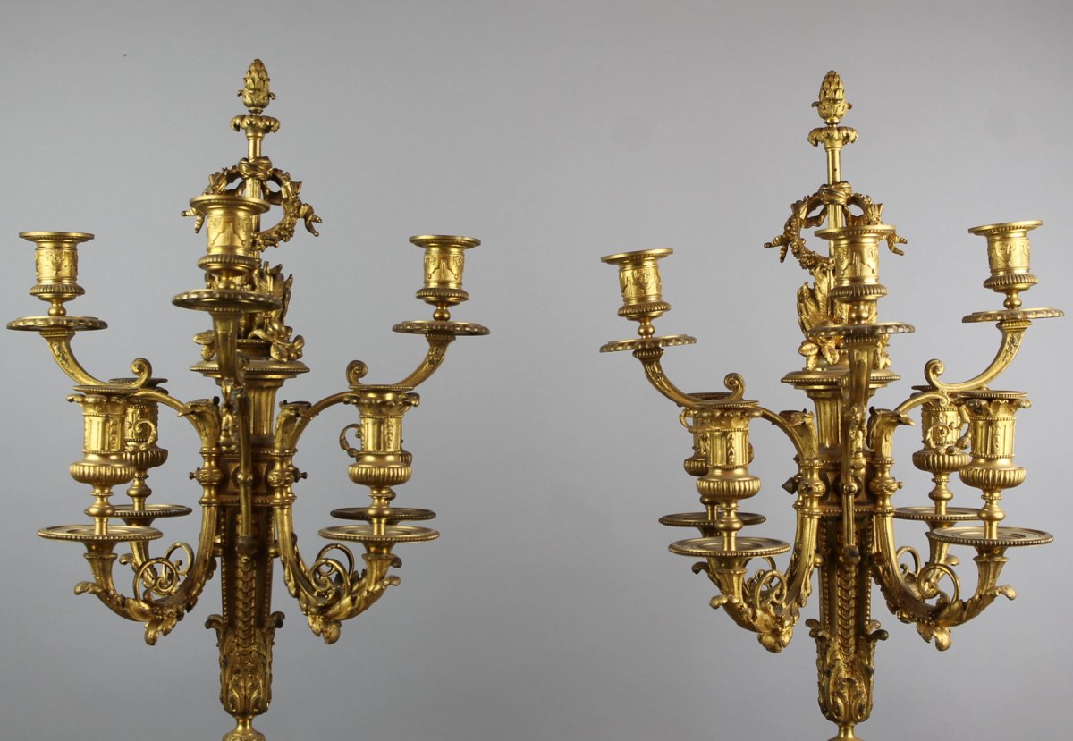 Pair Of Gilt Bronze Candlesticks 19th-photo-2