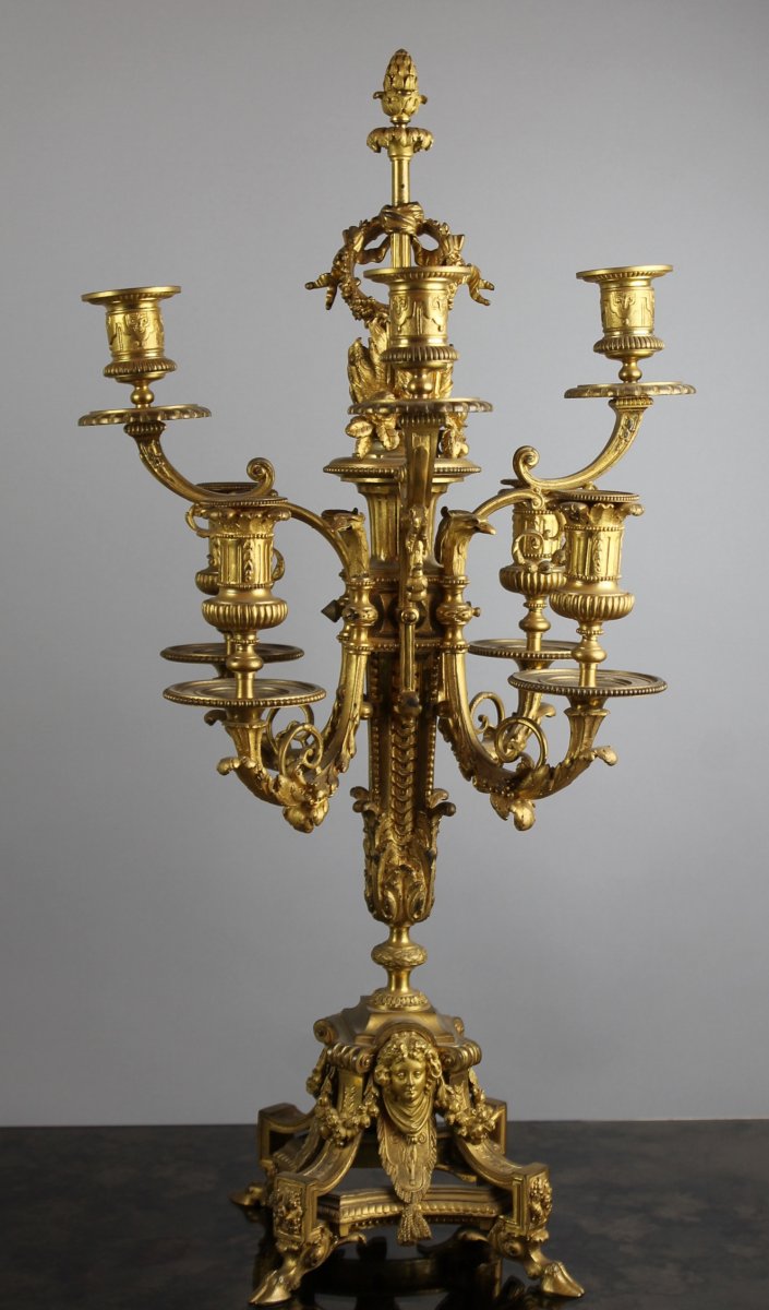 Pair Of Gilt Bronze Candlesticks 19th-photo-3