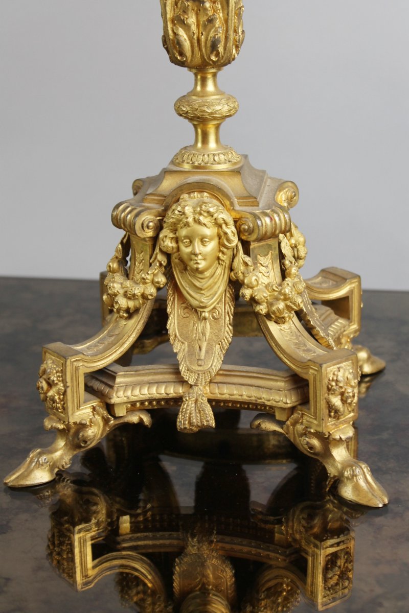 Pair Of Gilt Bronze Candlesticks 19th-photo-3