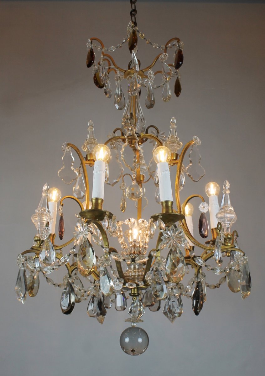 Chandelier With Tassels And Daggers In Gilt Bronze-photo-2
