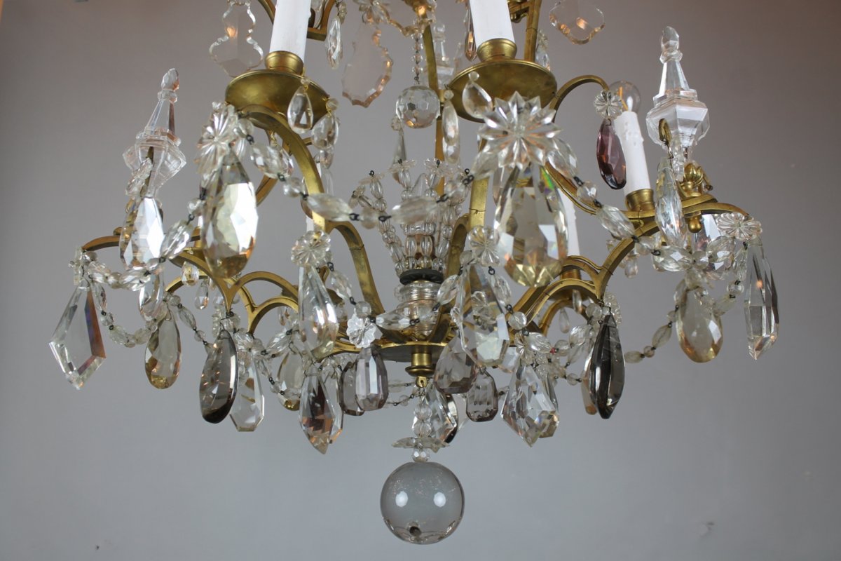 Chandelier With Tassels And Daggers In Gilt Bronze-photo-4