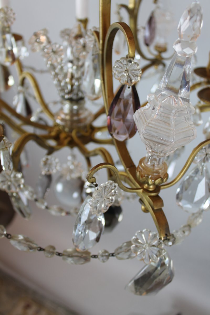 Chandelier With Tassels And Daggers In Gilt Bronze-photo-5