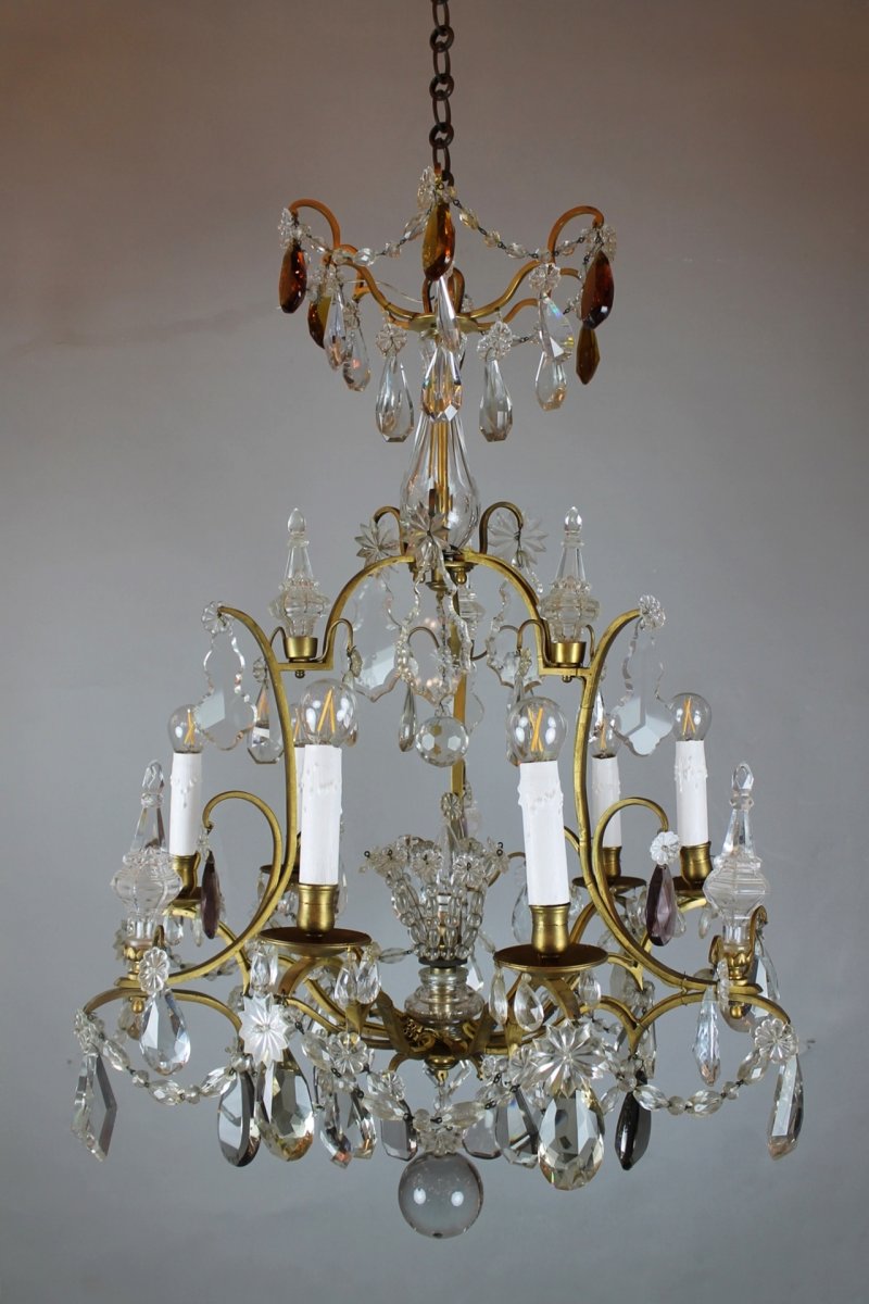 Chandelier With Tassels And Daggers In Gilt Bronze