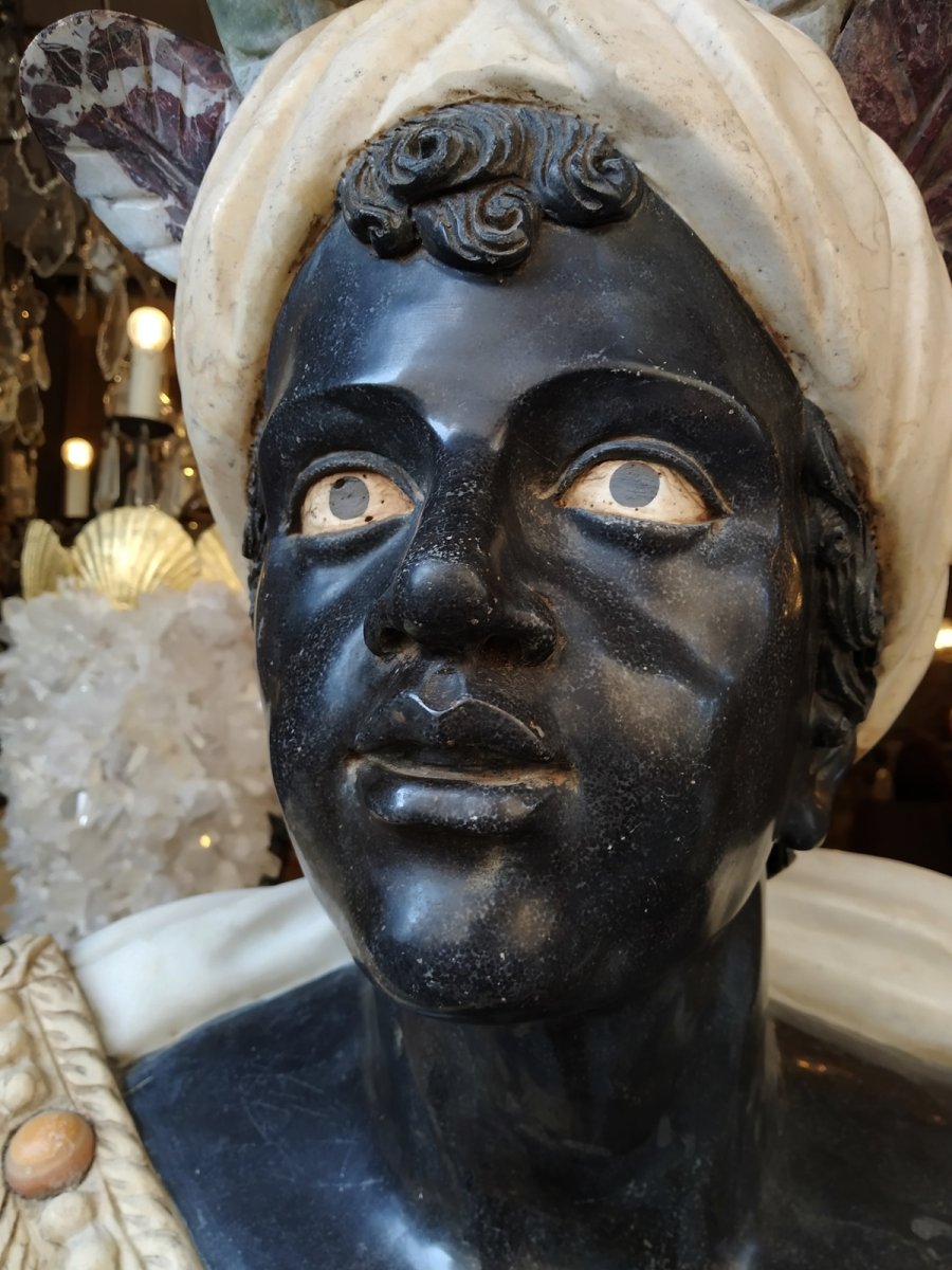 Buste De Nubienne En Marbre-photo-5