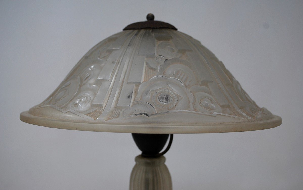 Hettier Vincent Lamp - Pressed Glass - Art Deco-photo-2