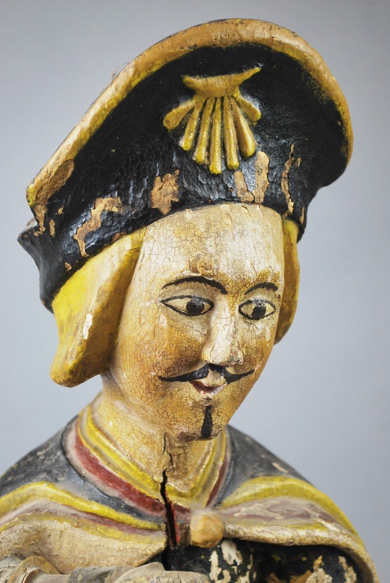 Saint Roch In Polychrome Carved Wood, 18th-photo-2