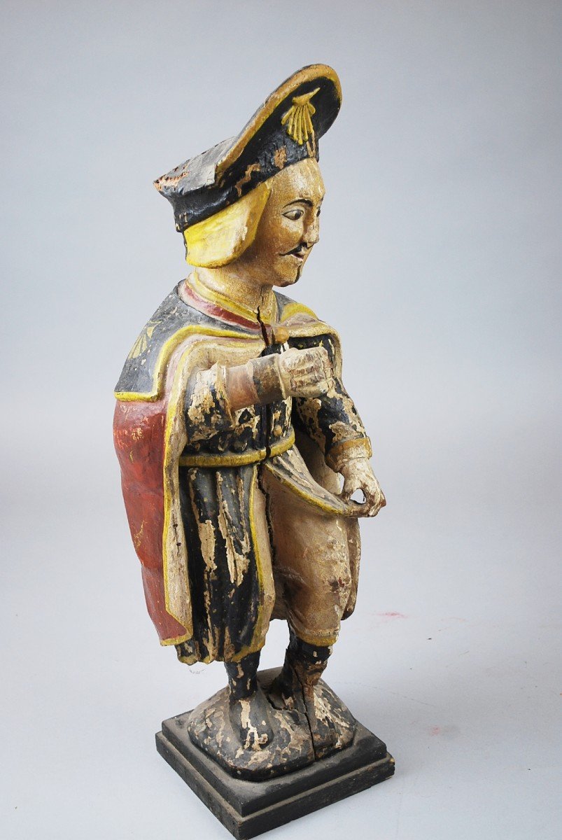 Saint Roch In Polychrome Carved Wood, 18th-photo-2