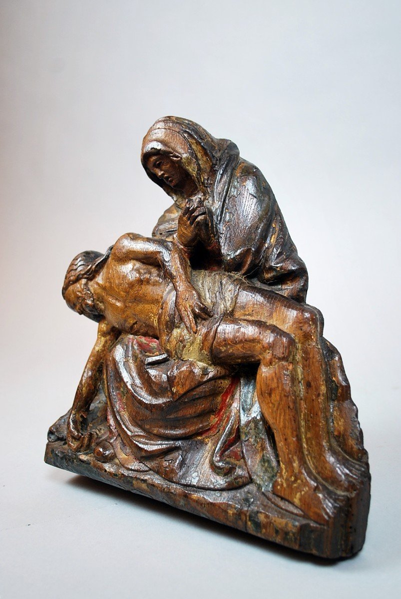 Pieta, Oak Sculpture, Flanders, Circa 1500-photo-5