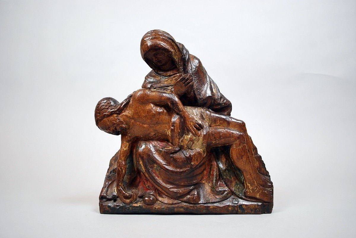 Pieta, Oak Sculpture, Flanders, Circa 1500