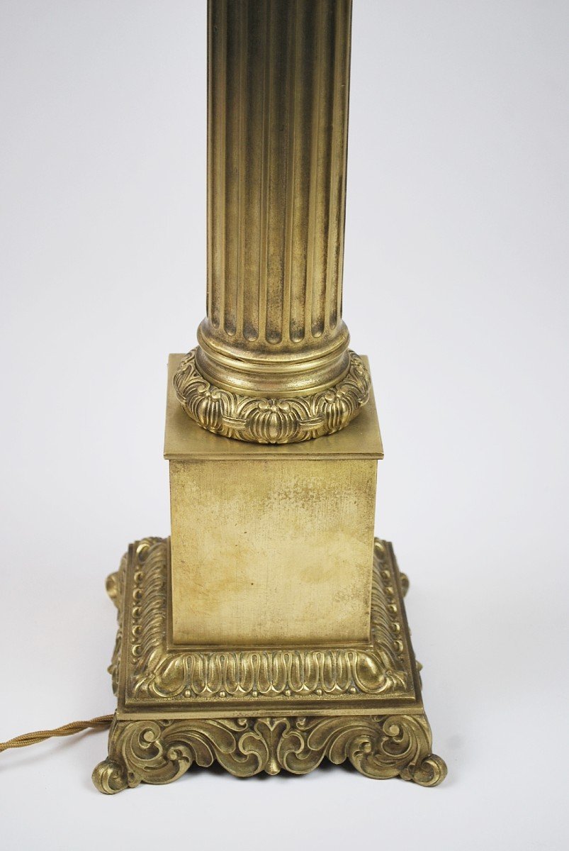 Electrified Brass Oil Lamp, Circa 1840-photo-2
