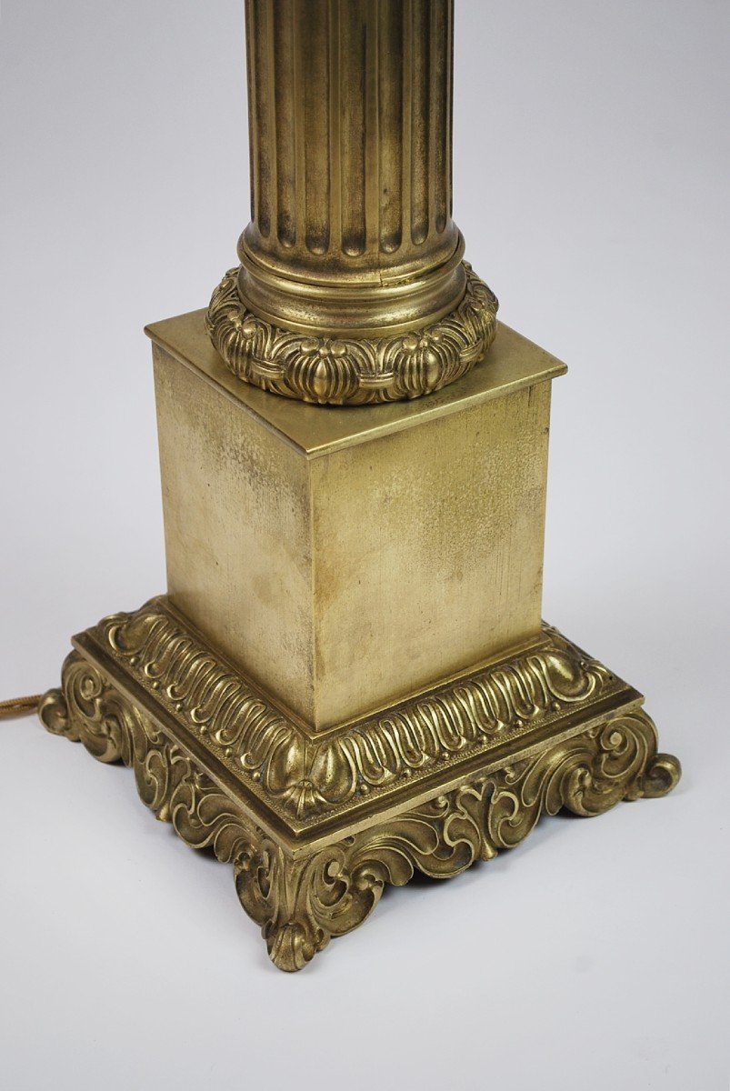 Electrified Brass Oil Lamp, Circa 1840-photo-1