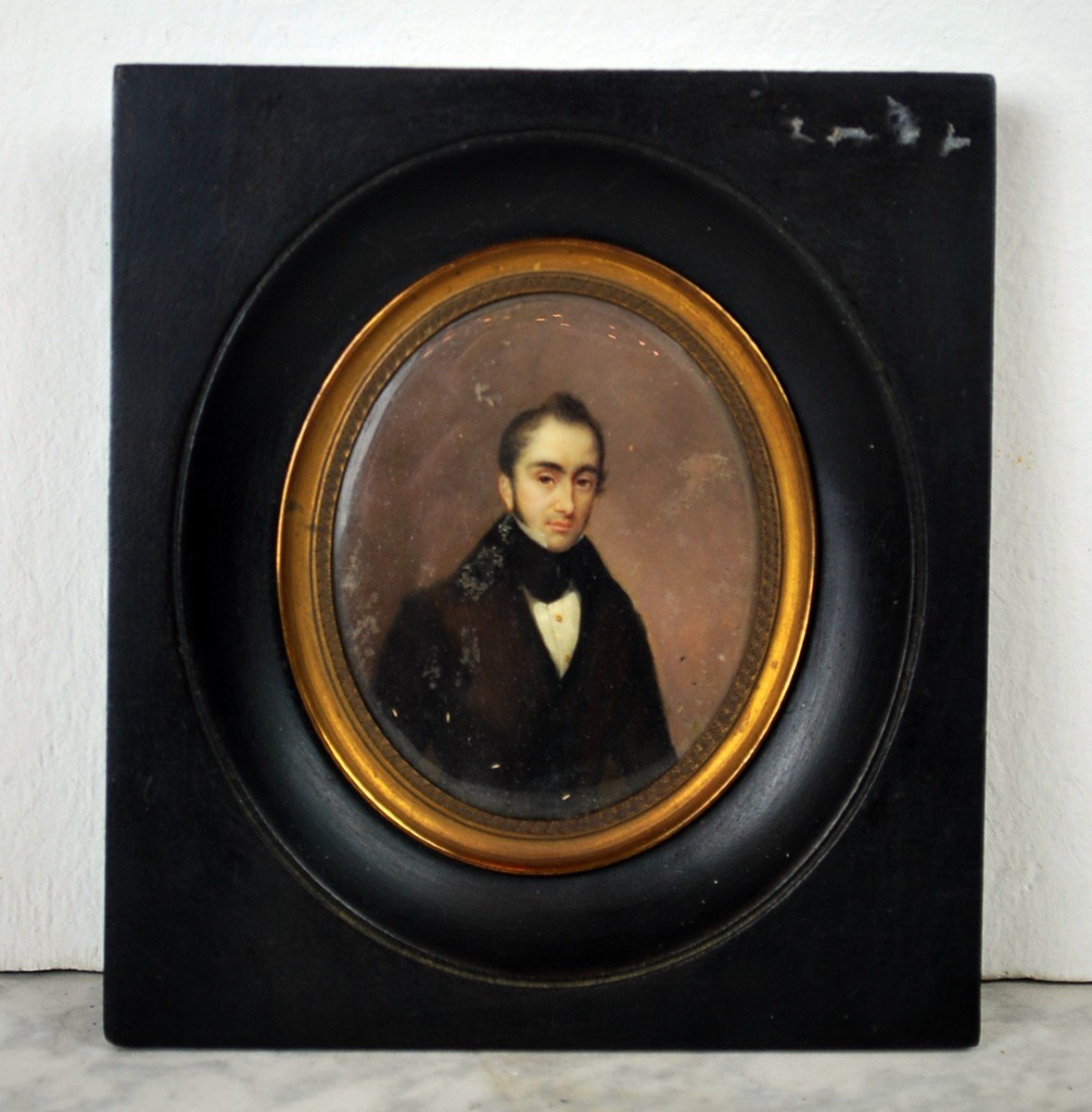 Portrait Miniature De Léonard Chevalier De Selliers De Moranville