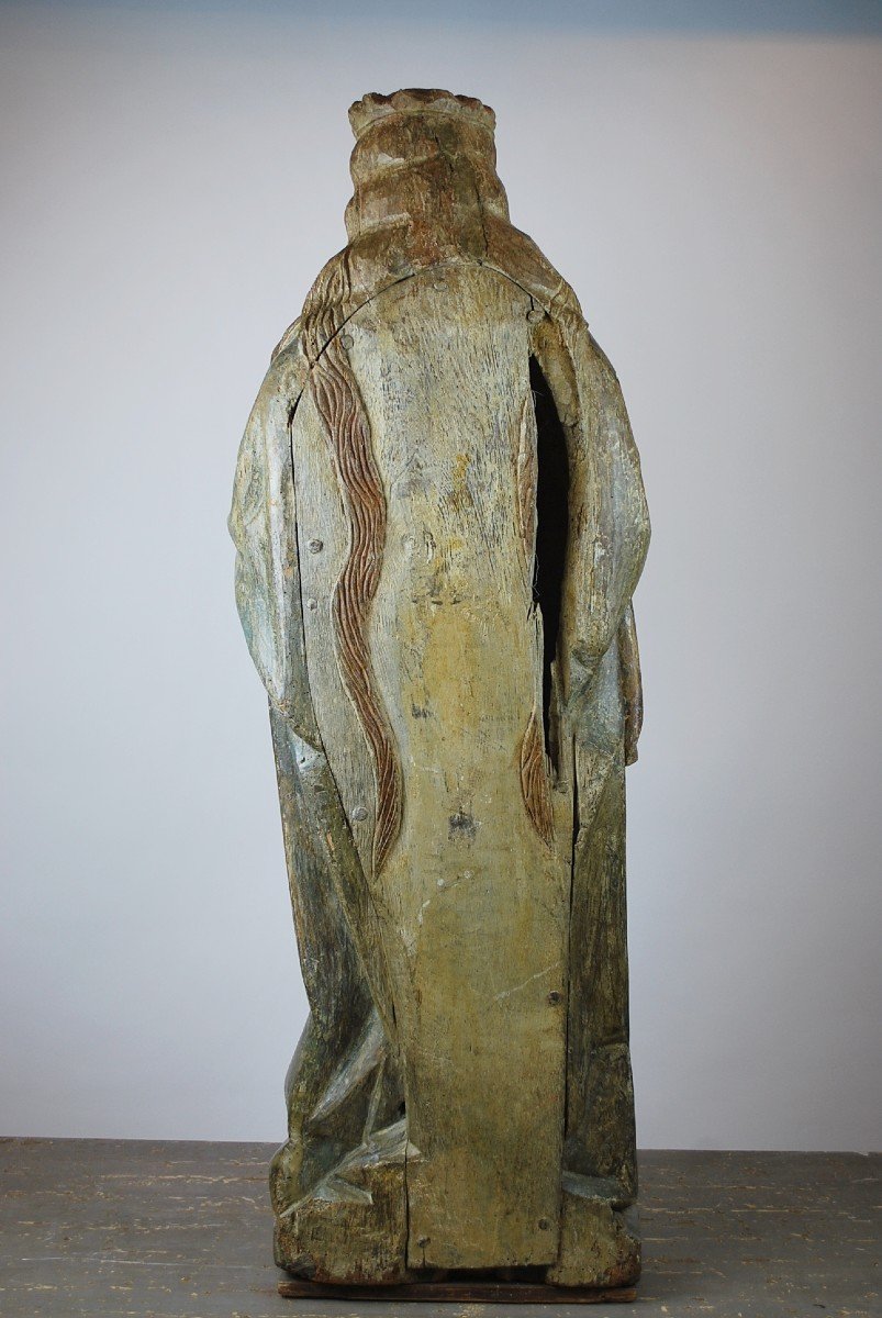 Virgin And Child In Polychrome Wood 15th-photo-4