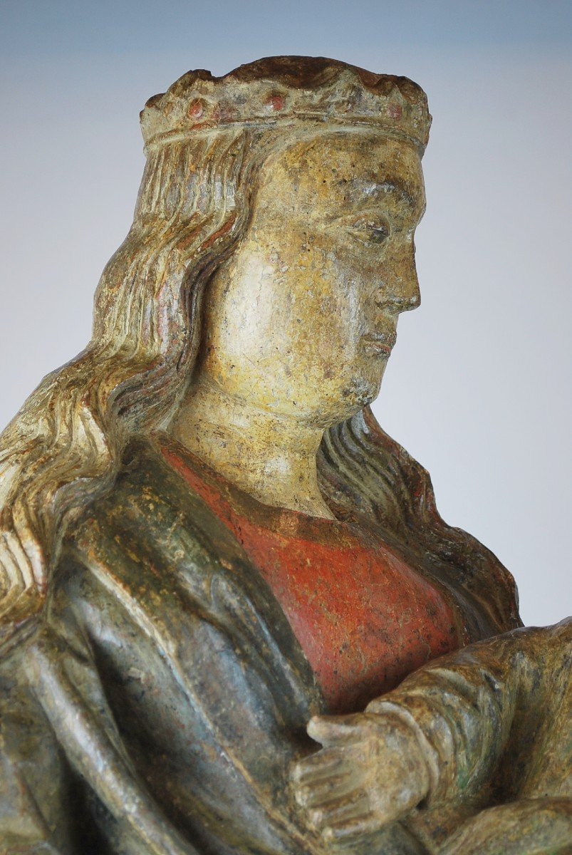 Virgin And Child In Polychrome Wood 15th-photo-6