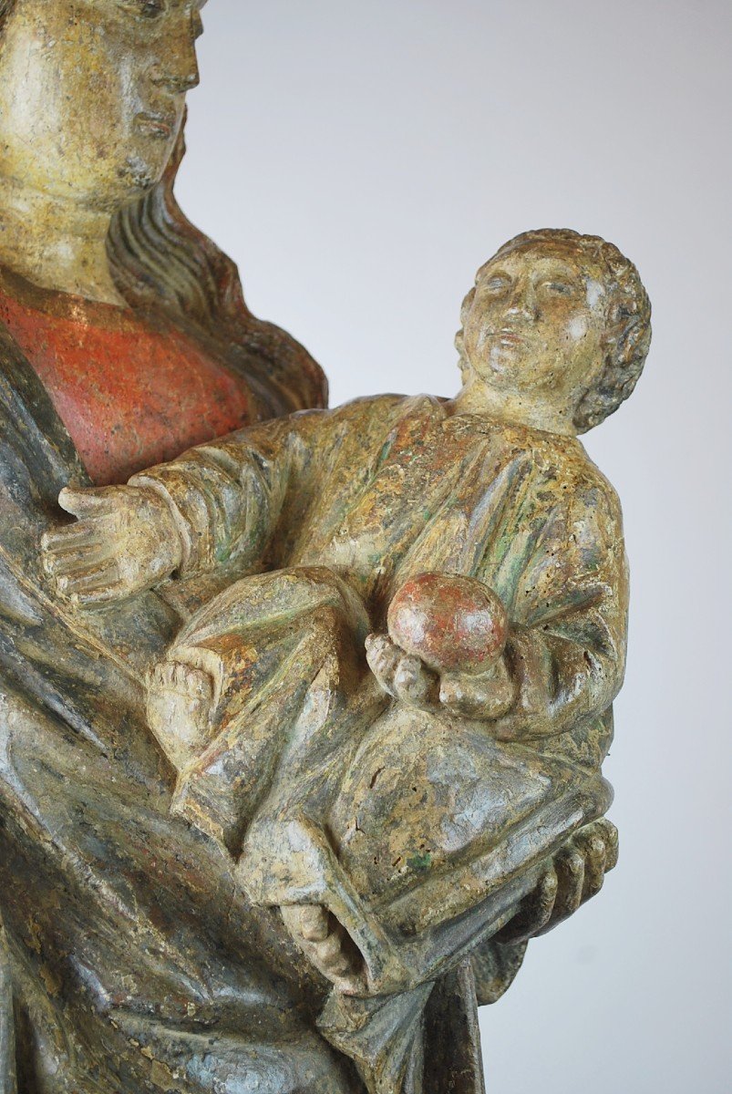 Virgin And Child In Polychrome Wood 15th-photo-7