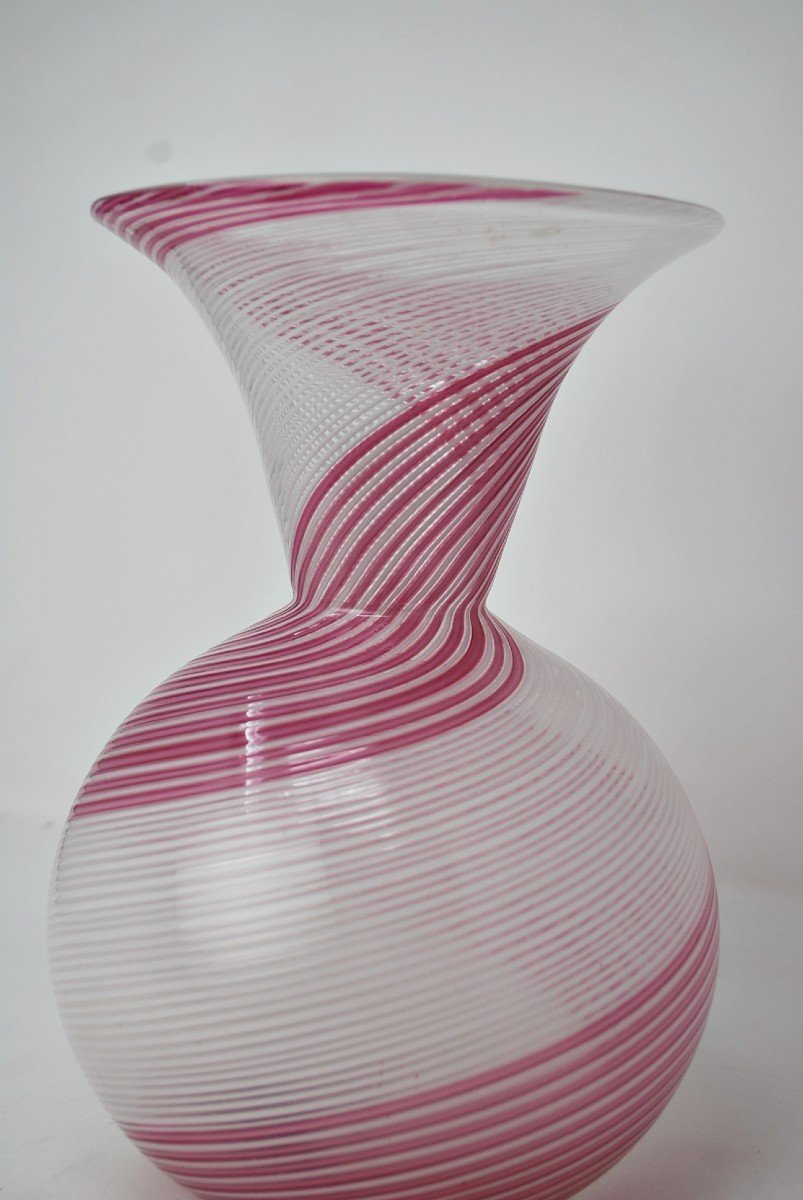 Fasce Bianco Rosa, Vase Par Dino Martens Pour Aureliano Toso-photo-4