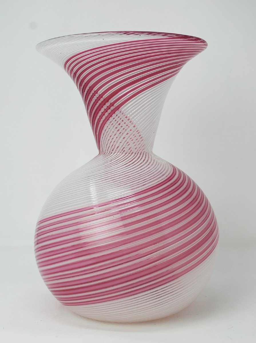 Fasce Bianco Rosa, Vase Par Dino Martens Pour Aureliano Toso-photo-5