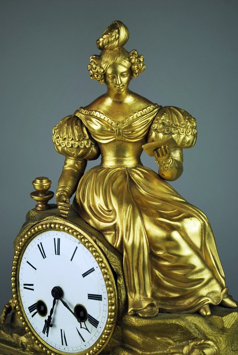 Small Napoleon III Clock In Gilt Bronze-photo-3