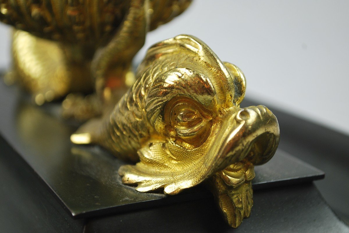 Inkwell In Gilt Bronze And Black Patina, 19th-photo-2