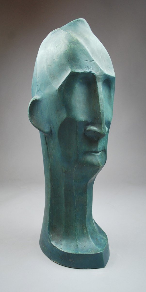 Tête En Plâtre Patiné, Art Déco