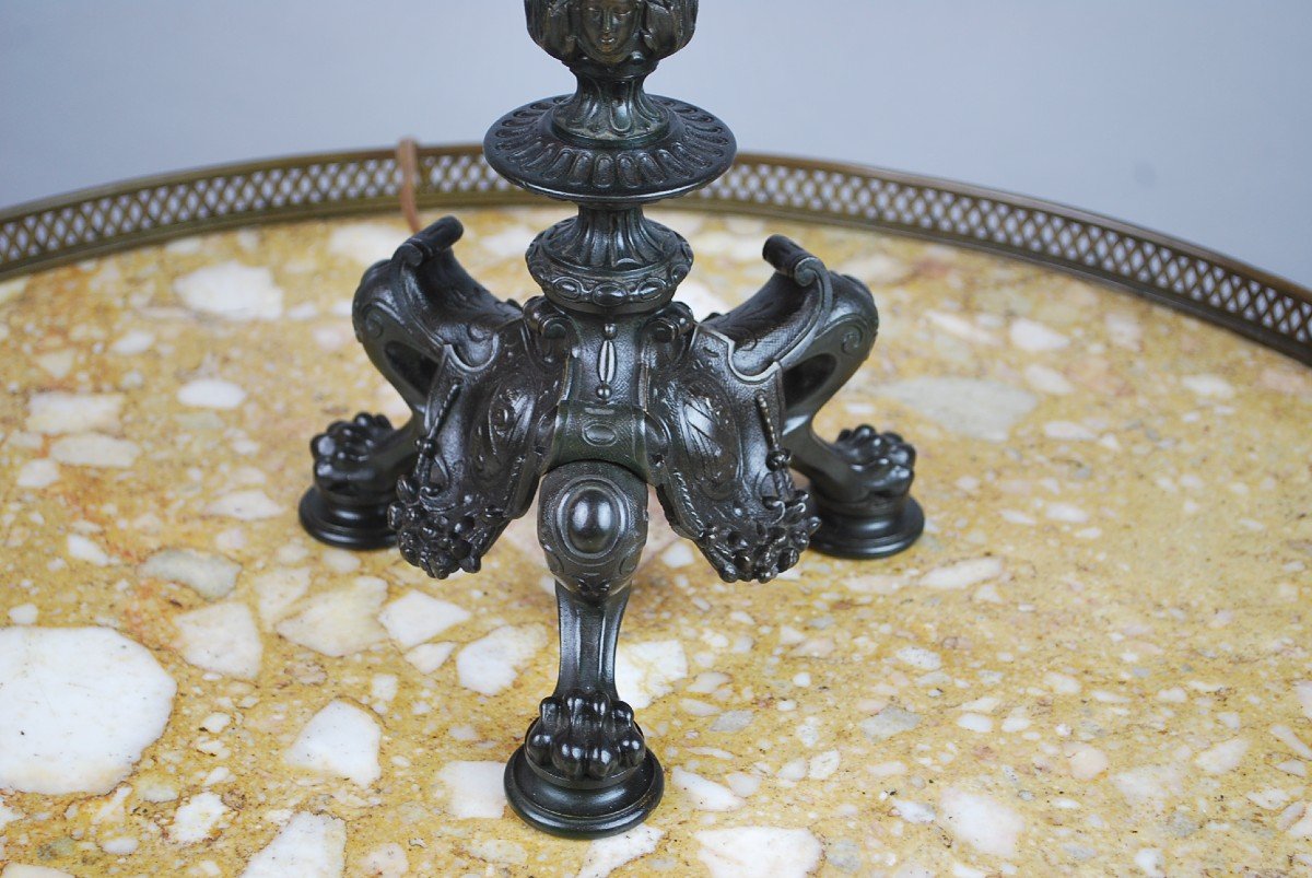 Charles X Candlestick In Bronze With Green Patina-photo-2