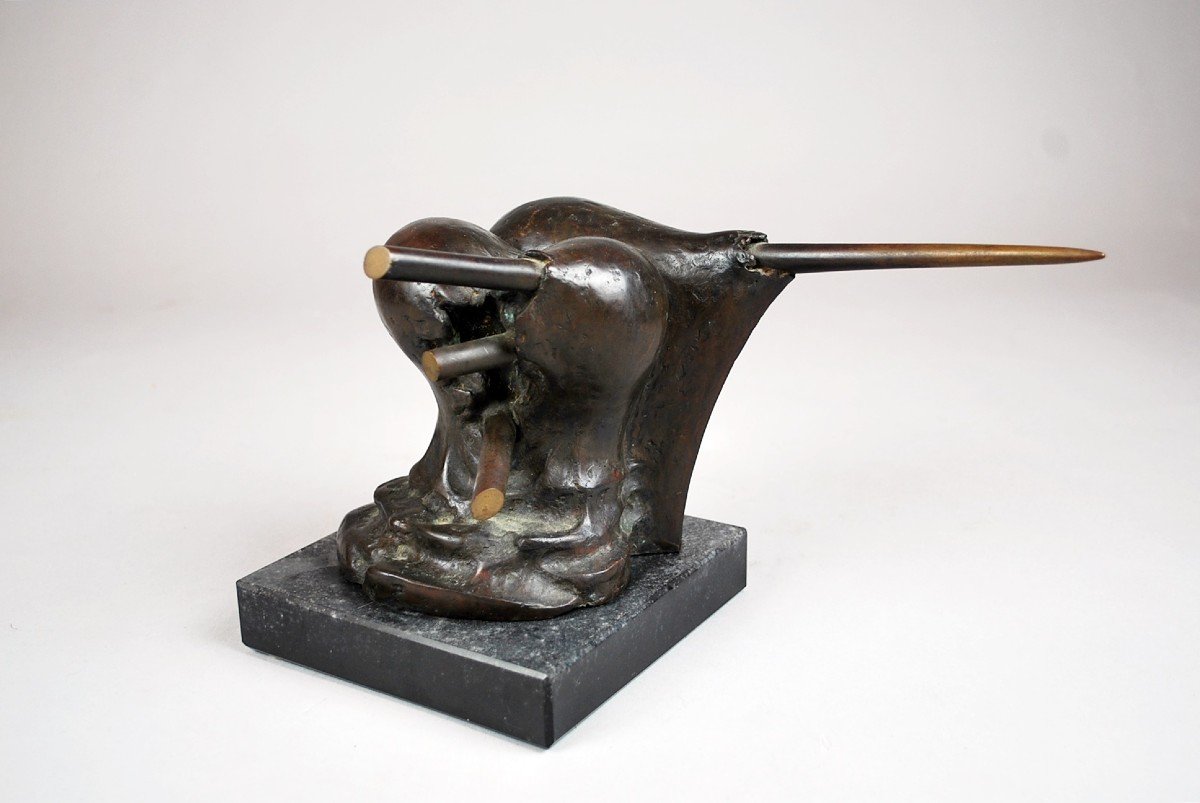 Abstract Sculpture In Bronze By Roland Monteyne