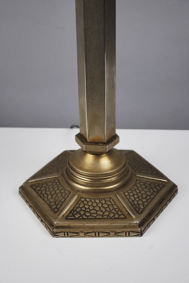 Albert Van Huffel, Lampe d'Appoint En Bronze Et Laiton-photo-3